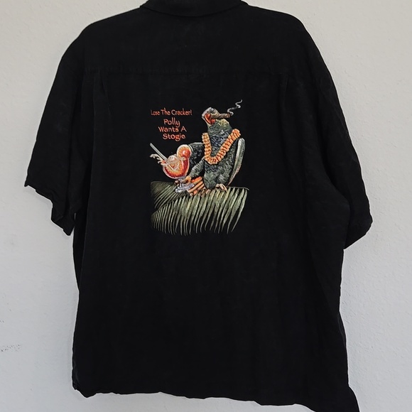 Men Carribean Black Short-Sleeve Button-Up Shirt Size XL - Picture 4 of 6